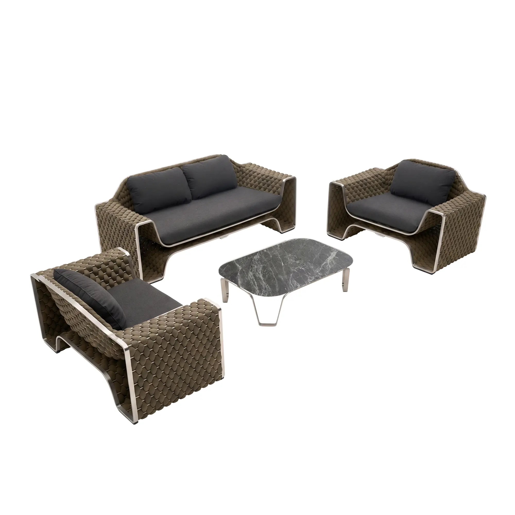 Midnight Jet Black Cushion Brown Frame