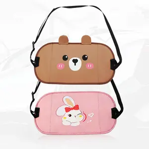 Portable footrest hammock for car travel adjustable and suspended cute animal pattern must have for long flights