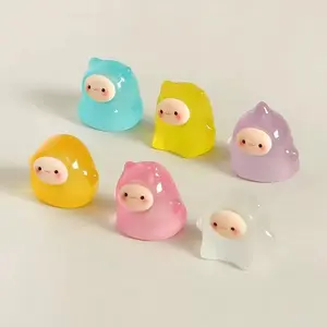 Cute yellow handmade decoration mini elf ghost night light cute granule desktop car ornament resin craftsGift