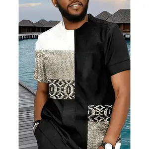 Fashionable new men's suits, fashion, sportswear, two-piece T-shirts and casual pants, casual sportswear, European and American style men's clothing, suitable for giving to relatives Menswear Set Stylish Top