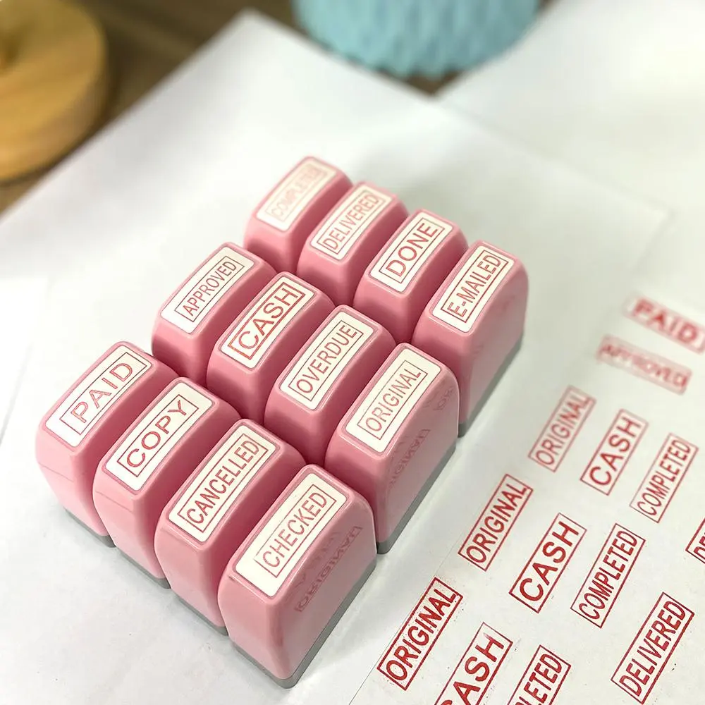 Financial Stamp, 12pcs/set English Financial Stamp, Cash Stamp, Booklet Stamps, Office Stationery & Supplies for Home School Office