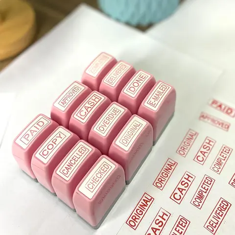 Financial Stamp, 12pcs/set English Financial Stamp, Cash Stamp, Booklet Stamps, Office Stationery & Supplies for Home School Office