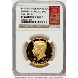 Proof Kennedy Half Dollars (2014-W 50C Gold JFK 50th Anniversary Red Book)