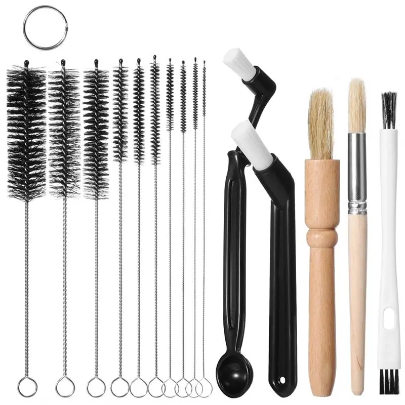 Coffee Cleaning Brush Set,Espresso Machine Cleaner Brush,Coffee Grinder Bristle Cleaning Brush with Pipe Coffee Brush