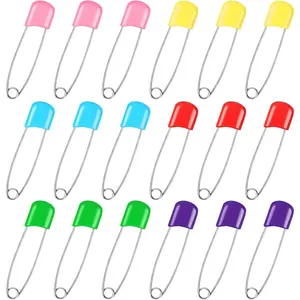 100 count Diaper Pins, 2.2in Diaper Pins for Cloth Diapers Heavy Duty, Stainless Steel  Safety Pins, Plastic   Pins with Safe Locking Closures (6 Colors)