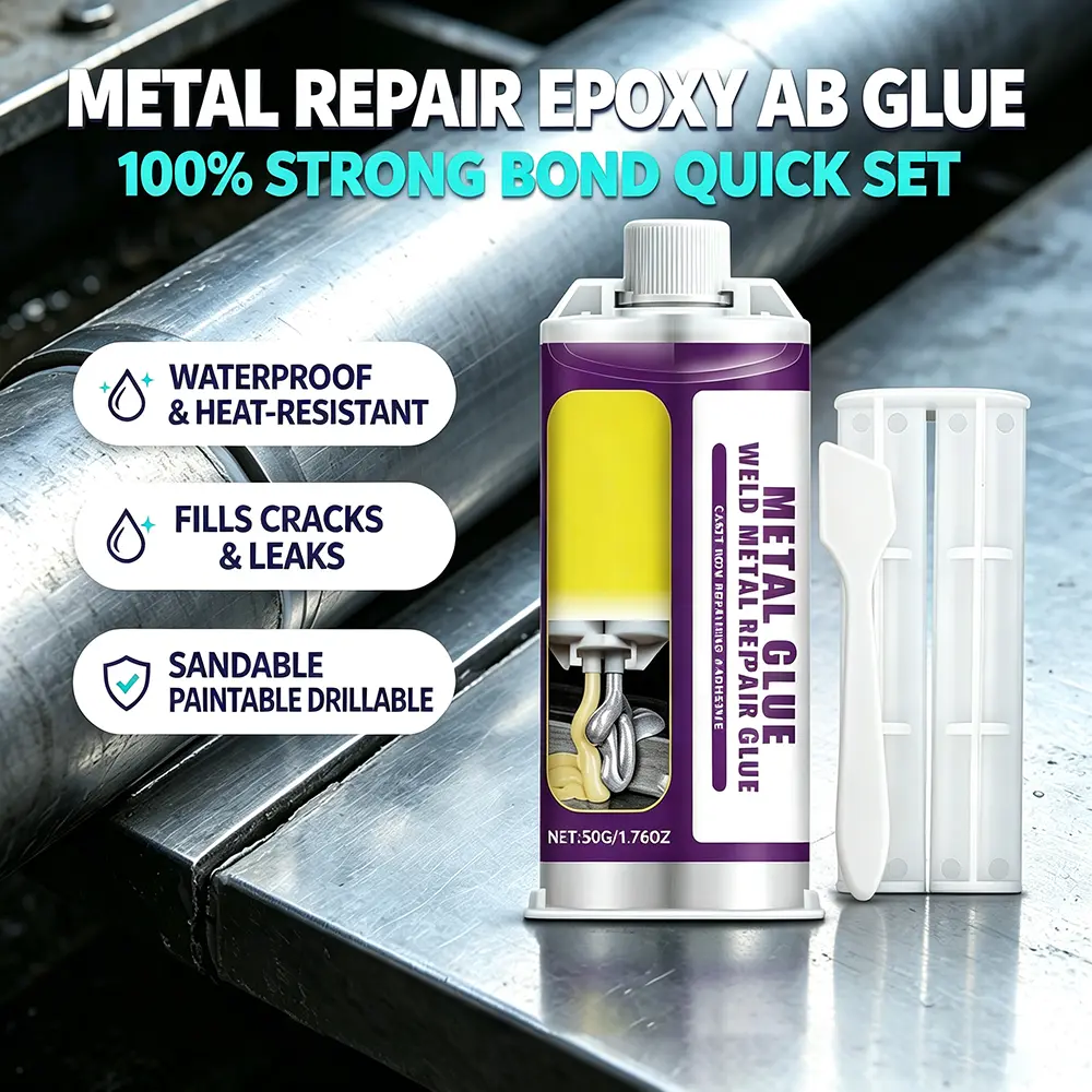 Metal Repair Epoxy AB Glue, Strong Bond Quick Set, Waterproof & Heat-Resistant, Sandable Paintable Drillable, Fills Cracks & Leaks, Summer DIY Fix 2026, Pipe Radiator Automotive Repair, Industrial Strength