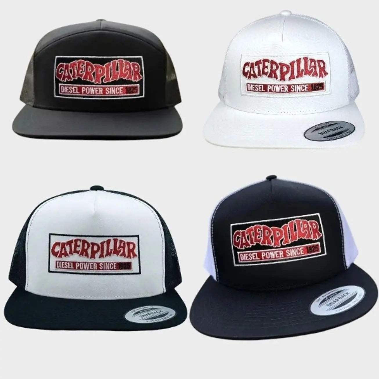 Caterpillar Collection Embroidered Retro Hat Trucker Hat Many Colors Snapback Hat, Unisex Casual Street Style, Gift Idea For Her Him and Adjustable Fit for Men and Women and Adjustable Fit for Men and Women