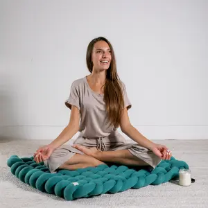 Knotted Floor Cushion - Turquoise