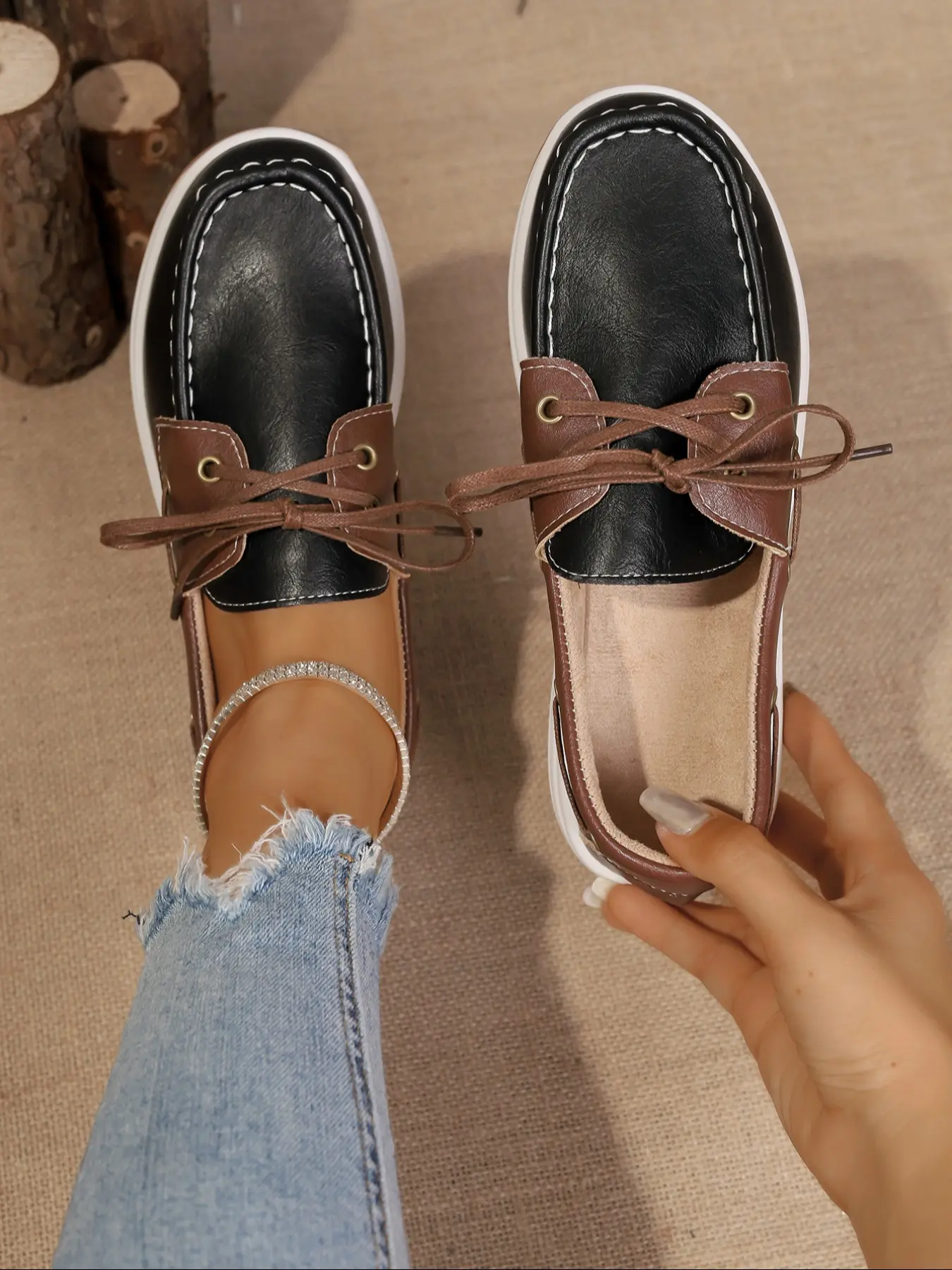 Women's Fashionable Retro British Style Slip-On Boat Shoes, Comfortable Casual Low-Top Sneakers for Leisure & Semi-Formal Occasions, Flat Sneakers
