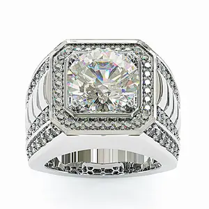 Aossio Royal Radiance Bold & Brilliant Men's Ring, Ideal as a Bold Engagement/Wedding Ring for Those with Extravagant Style.