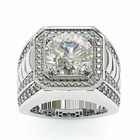 Aossio Royal Radiance Bold & Brilliant Men's Ring, Ideal as a Bold Engagement/Wedding Ring for Those with Extravagant Style.