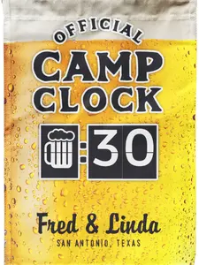 Funny Camp Clock Personalized Camping Flag