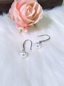 Freshwater Round Shape Pearl White Color Pearl  Earring S925 Earing For Daily Wear Friend Gift 7-8mm Pearl