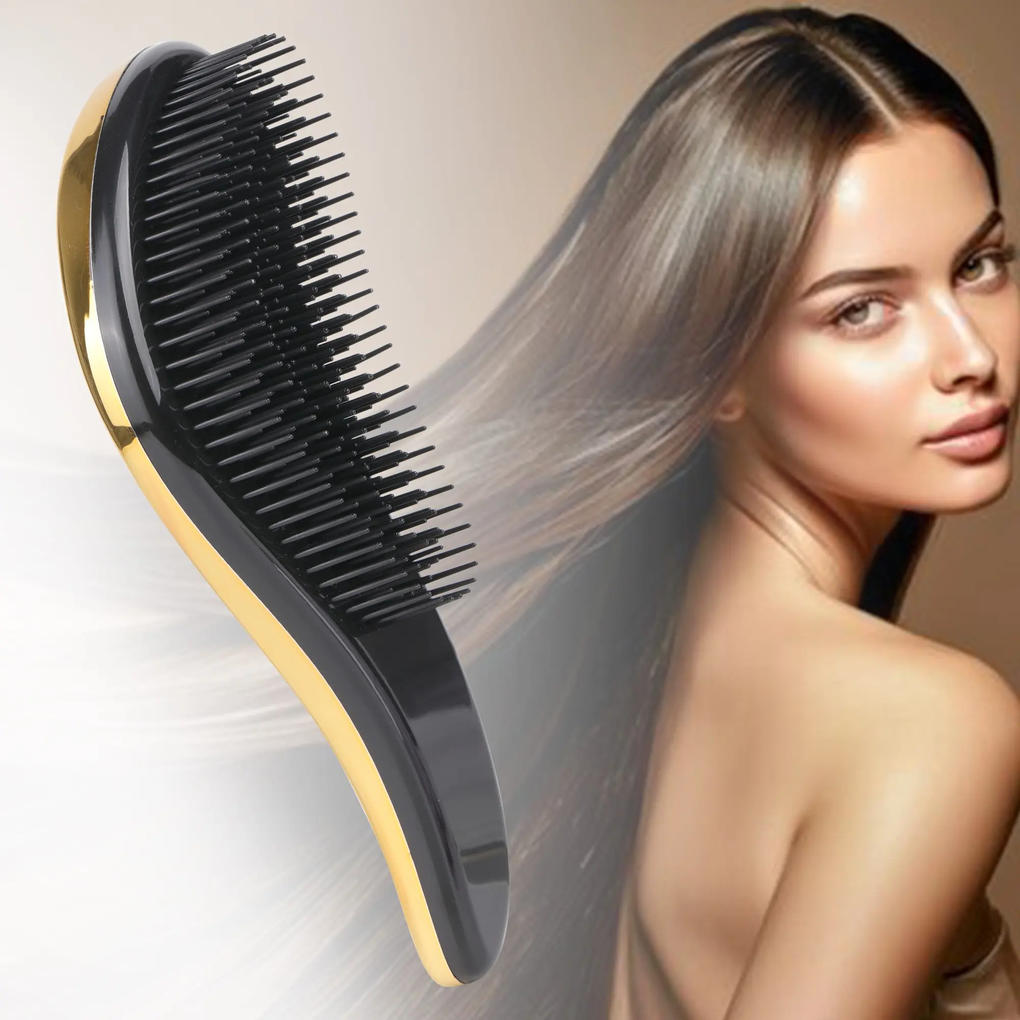 Gentle Detangler Hair Brush for Curly, Thick, Straight & Natural Hair, Flexible Bristles for Wet & Dry Hair, Anti Tangle Brush, Detangling Hairbrush, Rose