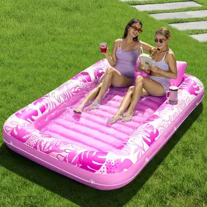 Inflatable Tanning Pool Lounger Float, 85" x 57" Extra Large Pool Floats Adult with Pillow, 4 in 1 Suntan Tub Raft Floatie,Sunbathing Bed Lounge Blow Up Ball Pit Party Gifts(Excluding Inflation Equipment)