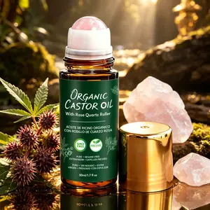 Rose Quartz Organic Castor Oil Roller, Strengthen Hair Roots, Promote Hair Growth, Body Care Oil, Gentle Moisturizing Massage Ball, Hair Oil For Hair Growth