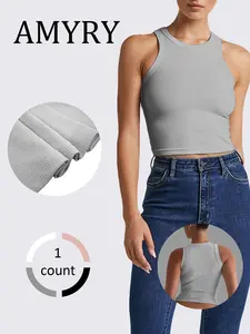 Women's Solid Ribbed Tank Top, Elastic Basic Vest, Casual Sleeveless Top for Daily Wear, Ladies Clothes for All Seasons
