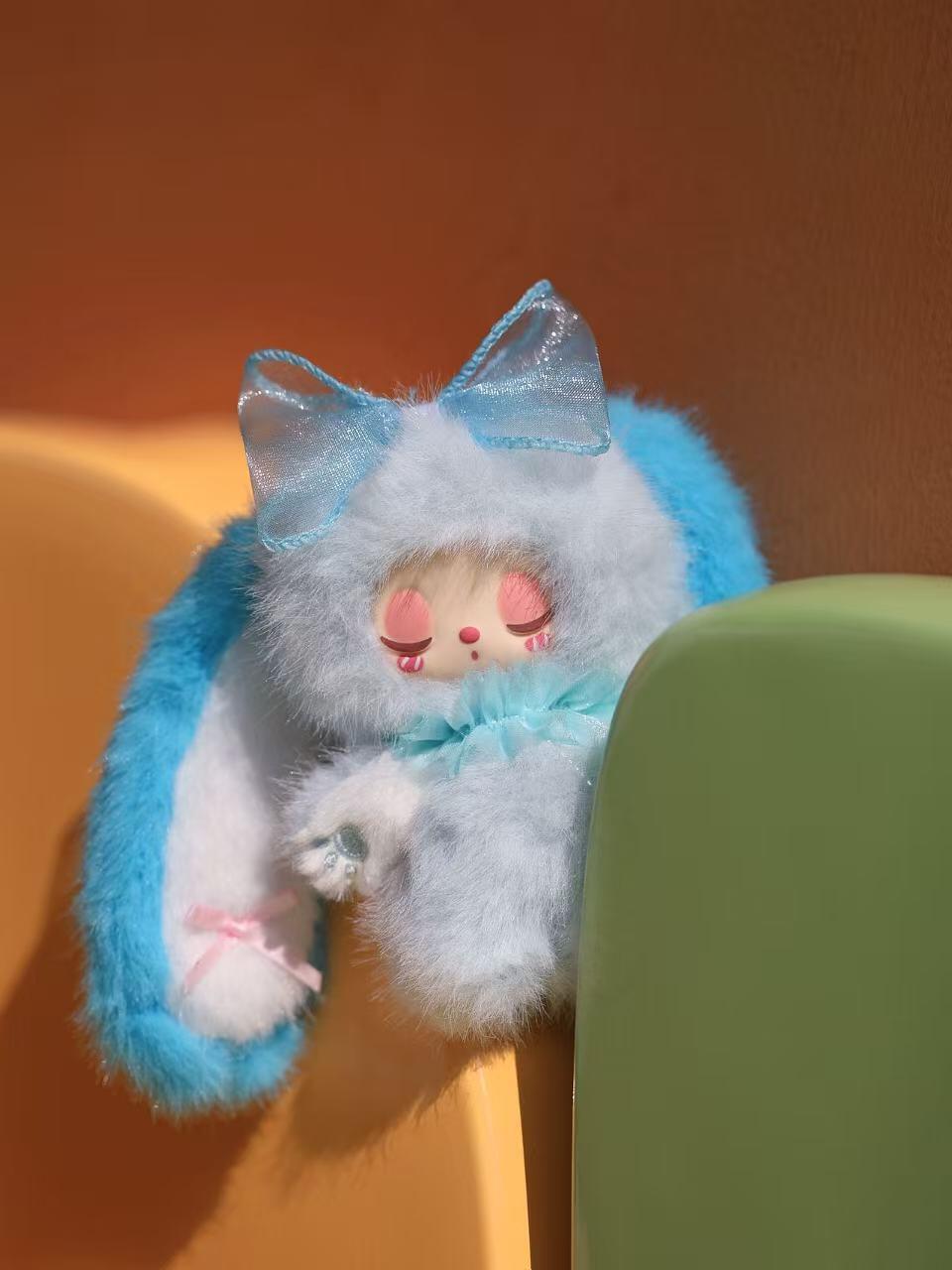 LISM Liila‘s rainbow candy rabbit plush toy doll，Bunny Plush Dolls，Soft Furry Collectibles，Backpack or clothing decoration，Stuffed Animal