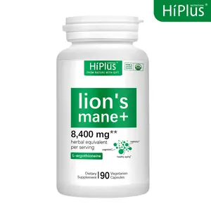 HiPlus Organic Lion's Mane Mushroom Capsules - Natural Superfood for Brain Function, Energy Boost & Immune Support - Non-GMO, Vegan, Additive-Free - 90 Veggie Capsules,pre workout powder,soursop bitters,ashwagandha,magnesium complex