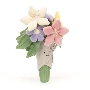 Amuseables Bouquet of Flowers & Rose Bouquet Plush Set with Jellycat Gift Bag – Cute Soft Flower Stuffed Animals, Romantic Floral Gift for Girlfriend, Mom, Kids & Plush Collectors, US Stock