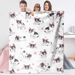 1 piece of Bulldog printed flannel blanket is suitable for sofa, bedroom, travel and other occasions. Soft skin-friendly cover blanket is suitable for home decoration. Must for animal lovers Flannel Throw Blanket