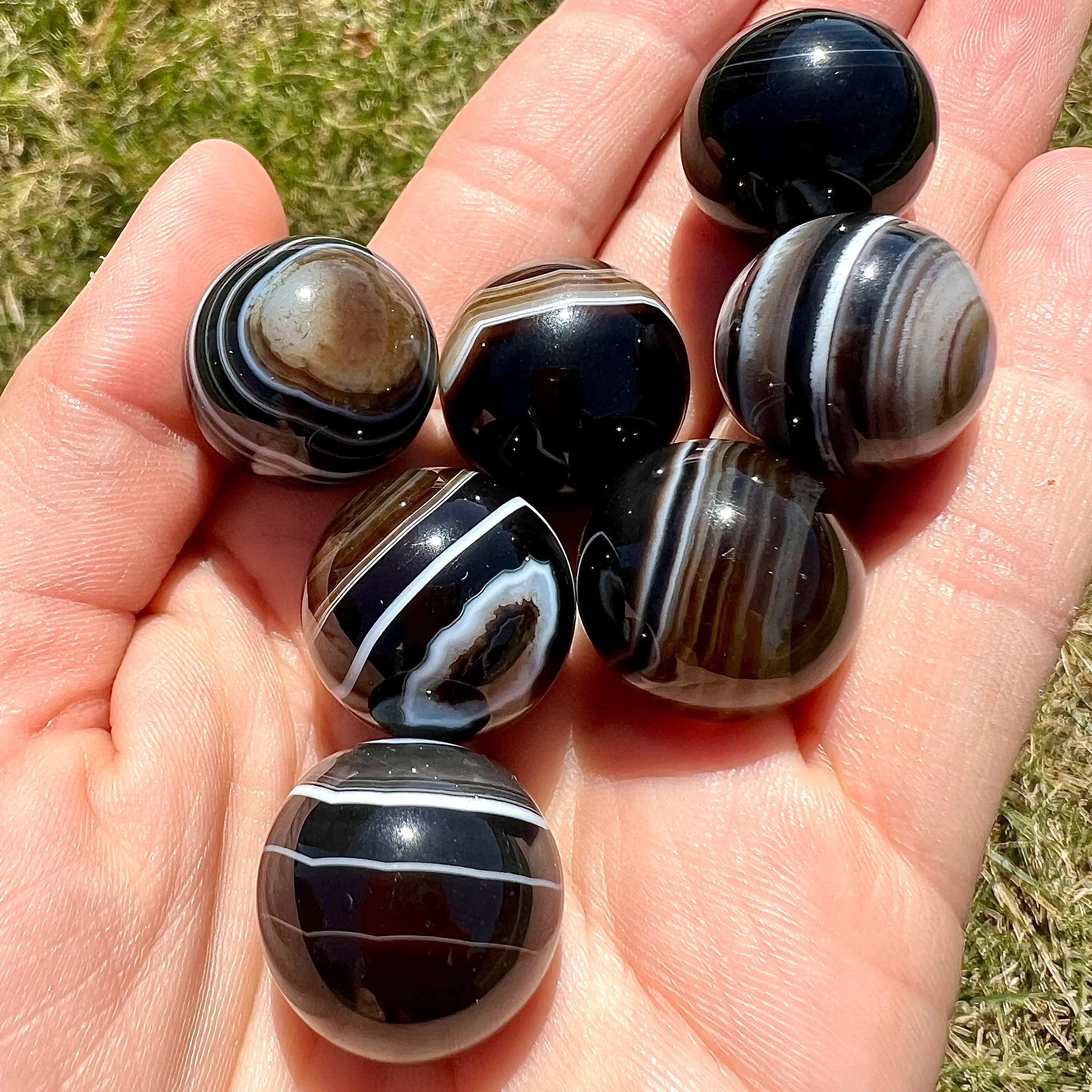 Black Sardonyx Crystal Sphere - Mini Black Sardonyx Sphere - Hand Carved Sardonyx Marble - Polished Black Agate Crystal - Mini Crystal Ball
