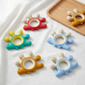 Dinosaur Sensory Silicone Teether Ring, Baby Teething Toy, Food Grade Silicone Dinosaur Ring, Montessori Sensory Toy, Multiple Textures