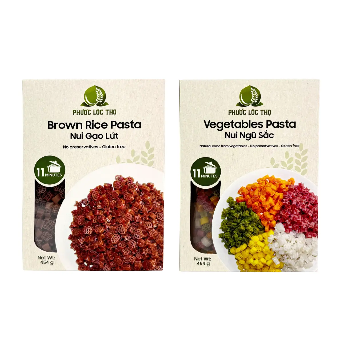 [Phuoc Loc Tho] Natural Veggie & Brown Rice Pasta, 454g Healthy Vietnamese Pantry Food, Nutritious Alternative