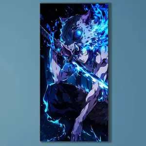 1 set of DIY diamond painting kit, 5D diamond art set, DIY decoration animal masks, blue light, swordsman. Mosaic, diamond art, DIY art home decor.