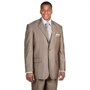 Mens 2 Button Diagonal Shiny Sharkskin Suit in Brown