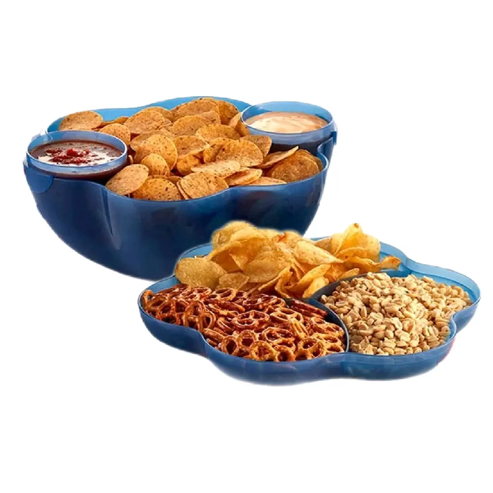Tupperware Chip in Dip Bowl with Dipping Sauce Cups and Clips for Easy Serving and Storage