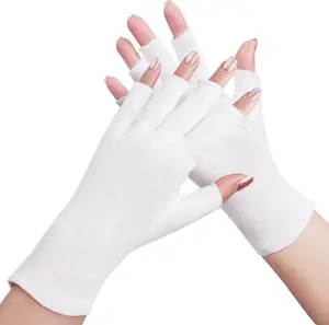 4 Pairs Black Cotton Moisturizing Gloves, Fingerless Design Cotton Gloves for Dry Hands Sleeping, One Size Fits Most, Eczema Gloves for Adult