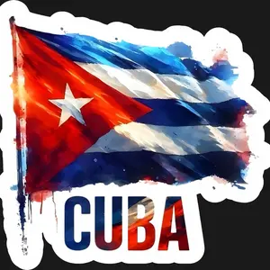 Cuba Flag Splash Design Sticker – Outdoor Vinyl (6x6 in)