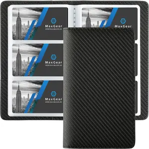 Business Card Organizer 240 Cards Book Portable Business Card Holder for Men & Women Professional PU Credit Cards Binder File Storage Black Carbon