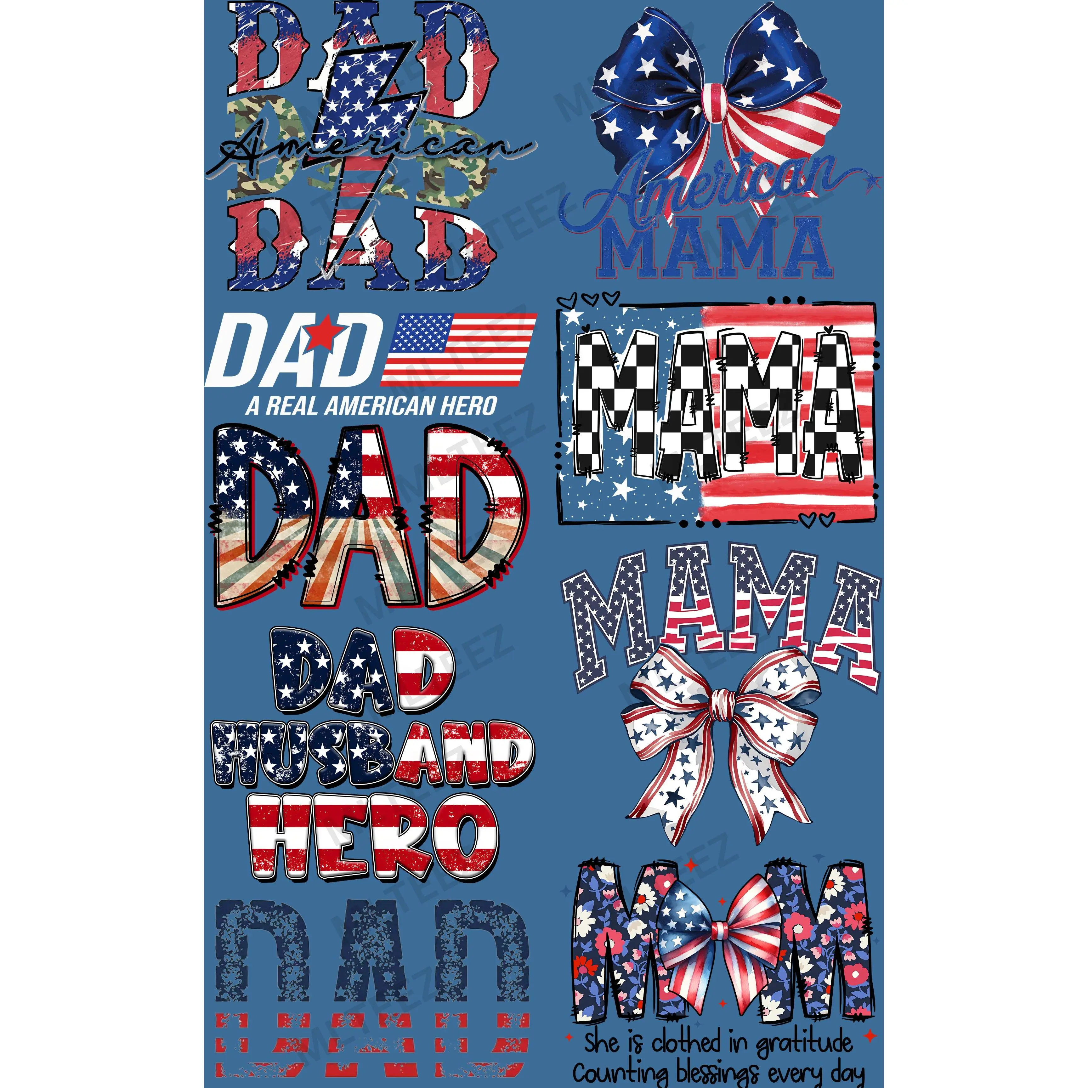 AMERICAN DAD & MAMA PREMADE GANGSHEET  - 22X36  DTF TRANSFERS - DIRECT TO FILM