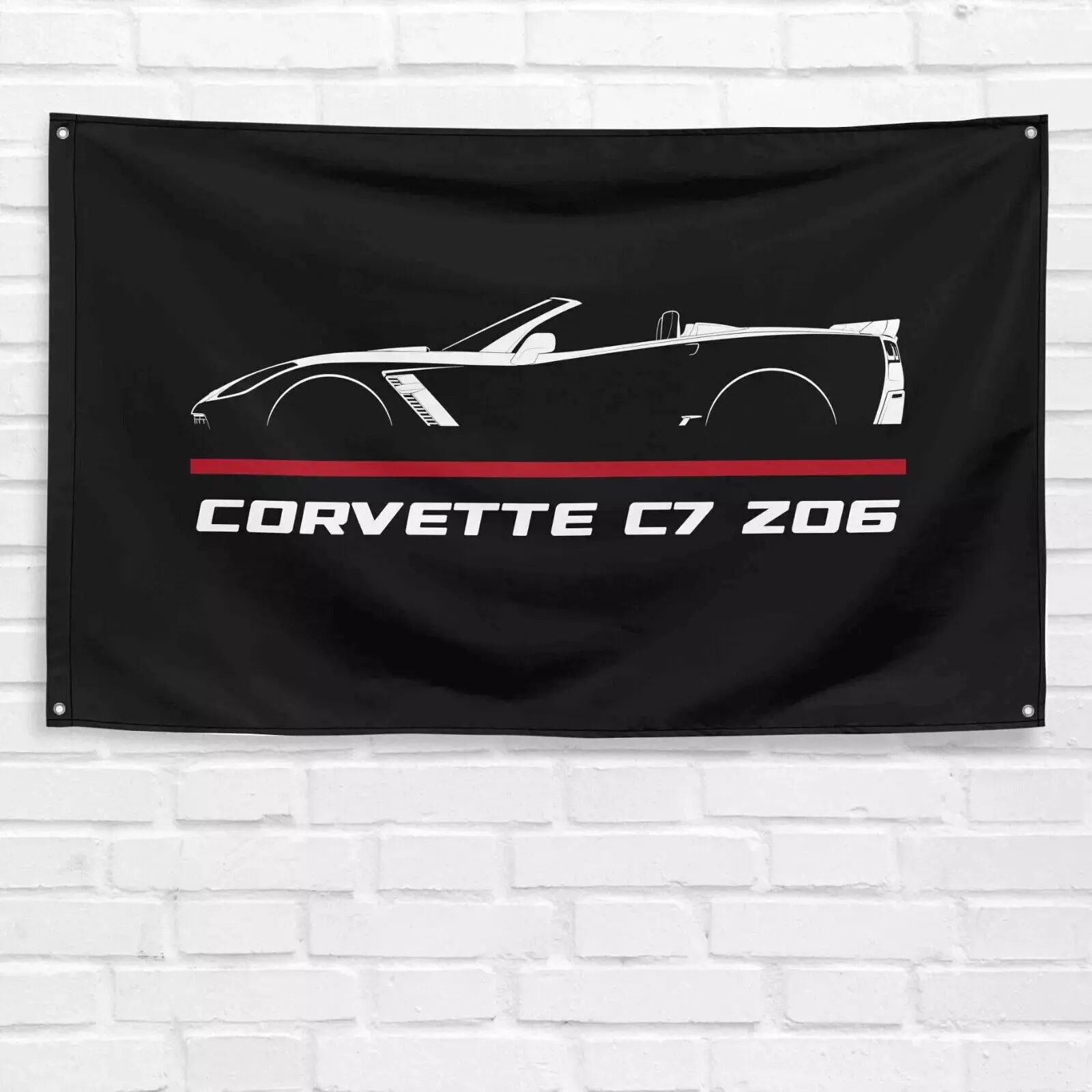 Unbranded & Handmade Vibrant Polyester Decorative Banner, 3x5ft Decor Flag, Standing Banner for 2014-2019 C7 Z06 Convertible Enthusiasts, Decoration