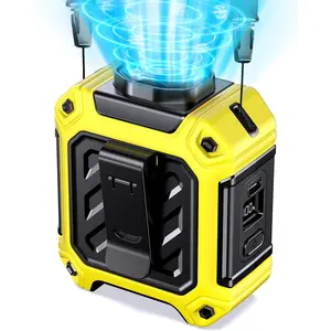 2025 AI Portable  Fan 10000 mAh Rechargeable with LED Display & 40H Runtime,5 Speed 16000RPM Cooling Personal Clip Fan,35ft/s Wind Speed  Fan for Outdoor Work,Jobsite,Camping,Yellow