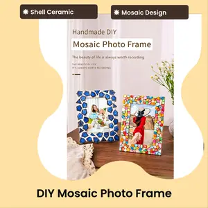2026 Summer DIY Mosaic Photo Frame Craft Kit | Easy Shell Ceramic Handmade Set, 6 Inch Picture Frame for Kids & Adults, Perfect Mother's Day & Graduation Gift