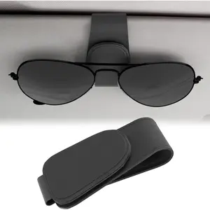 Sunglass Holder for , Sunglasses Holder Eyeglass Hanger Clip  Leather for  Visor,  Sun Visor Ticket Card Clip
