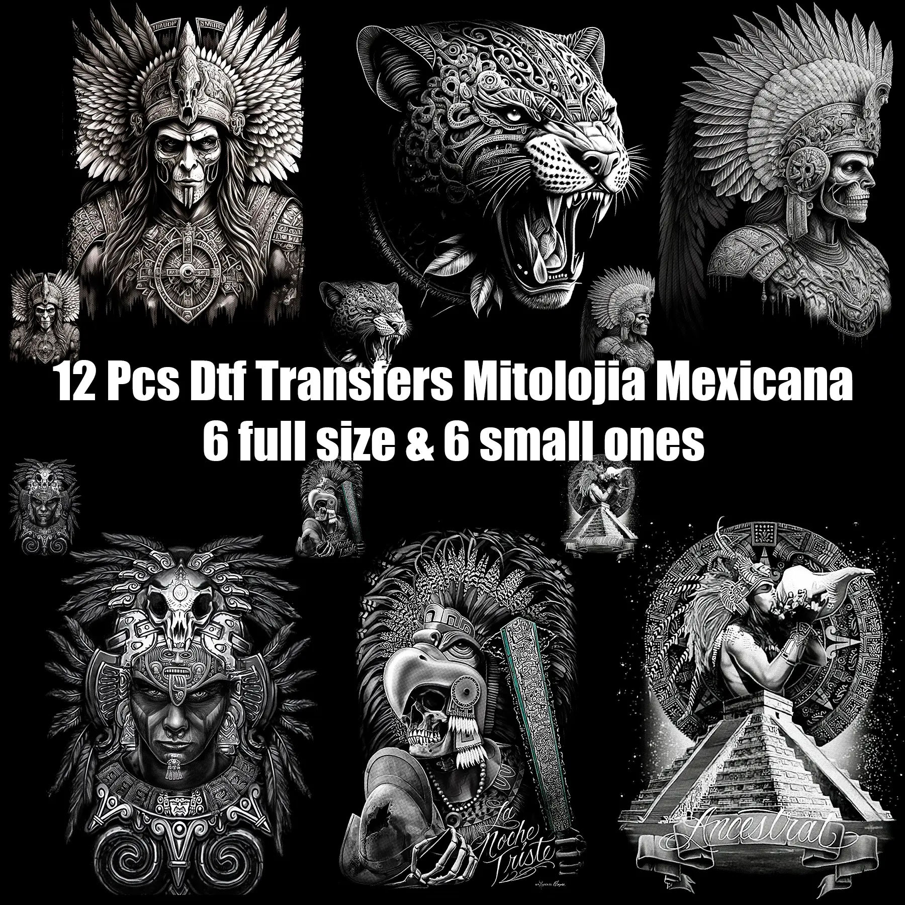 Dtf Transfer Halftone Mitolojia Mexicana Theme Dtf Transfer Halftone Mitolojia Mexicana Theme