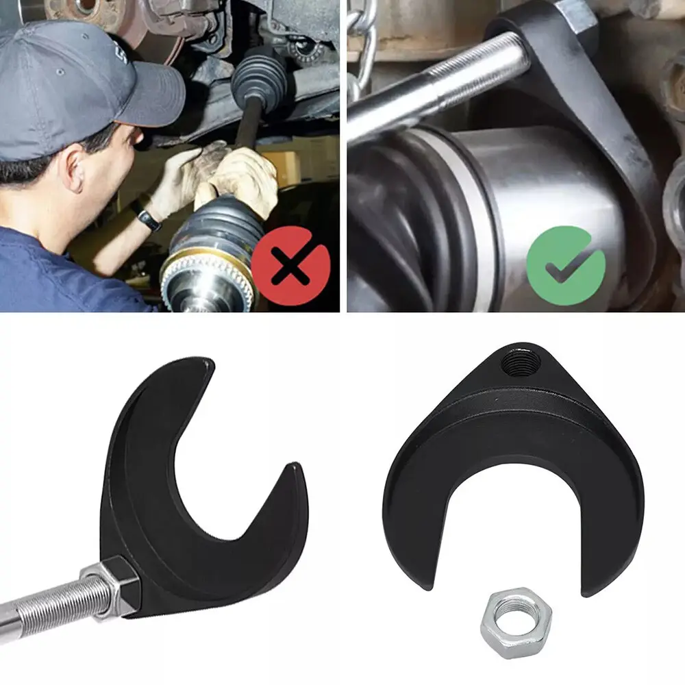 Carbon Steel CV Joint Puller Slide Hammer Adapter Tool (-1040 Model), 1 Axle Puller Adaptor with Screw, 48mm U-Shaped Fork, Durable Sturdy Front Wheel Drive Axle Removal Tool for Auto Mechanics