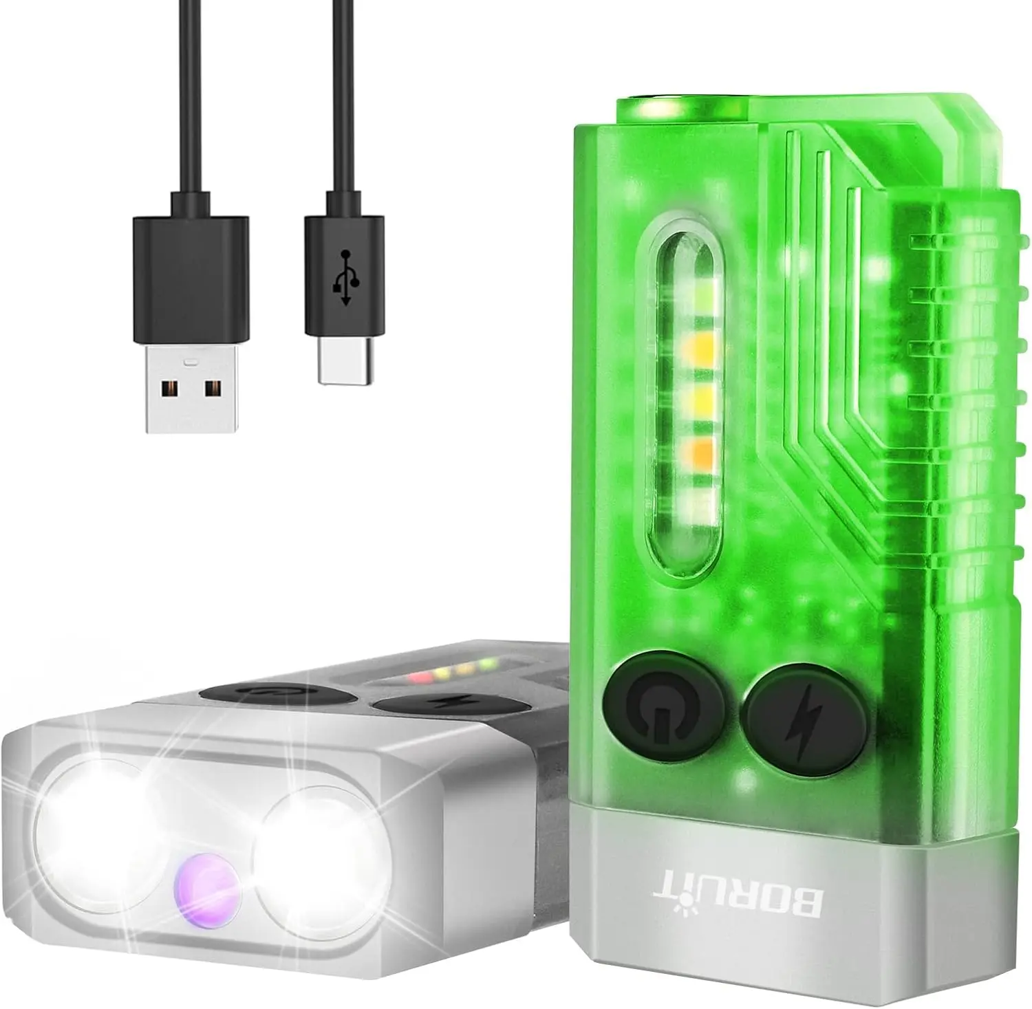 V10 LED Small Powerful EDC Flashlight with 365nm UV Red Green Blue Light,Super Bright USB C Rechargeable Powered Mini Pocket Keychain Flash Light-14 Modes,Tail Magnet,Beeping Sound, Led Lights, Adults