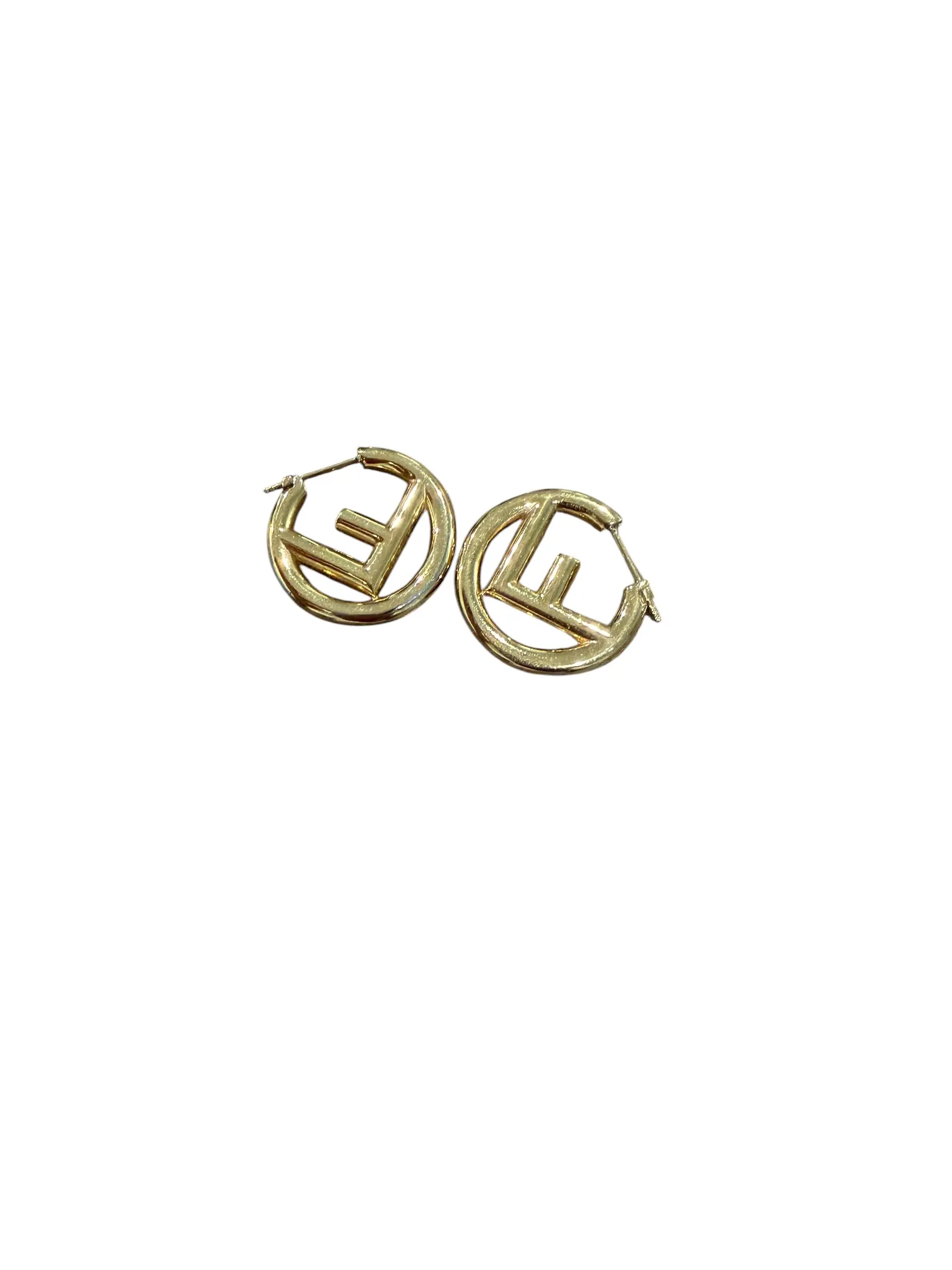 Pre-owned Fendi "F" Gold Hoops Perfect for Daily Use