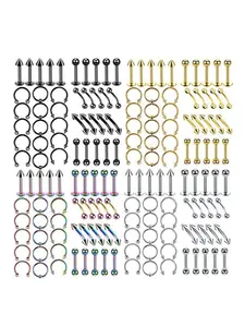 40-Piece Minimalist Stainless Steel Nose Studs & Lip Rings Set, Nose Piercings Kit, Hypoallergenic Body Jewelry for Men & Women, Versatile Piercing Accessories