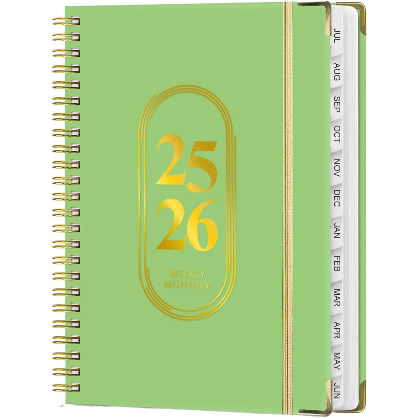 2025 Planner Weekly and Monthly,From Jan to Dec 2025,Daily Academic Planner A5 (6.3" x 8.5"),Hardcover Spiral Bound 2025 Calendar Book with Monthly Tabs,for Office Home School for Women & Men,Green