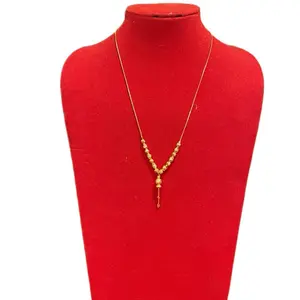 Traditional Gold-Plated Ball Chain Necklace, Elegant Design Fashionable Jewelry Accessories, Included Red Display Stand