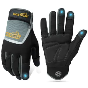 MELOTOUGH Work Gloves for Men Women, Heavy Duty Mechanic Gloves with Touch Screen, Non-Slip Wear Resistant Safety Working Gloves for Garden, Yard, Warehouse, Construction and Daily Work