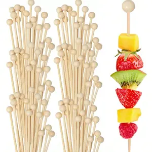 100pcs Bamboo Cocktail Picks, 4.7 Inch Natural Material, Perfect for Parties, Snacks, Desserts, Baby Shower, Birthday, Wedding Decorations