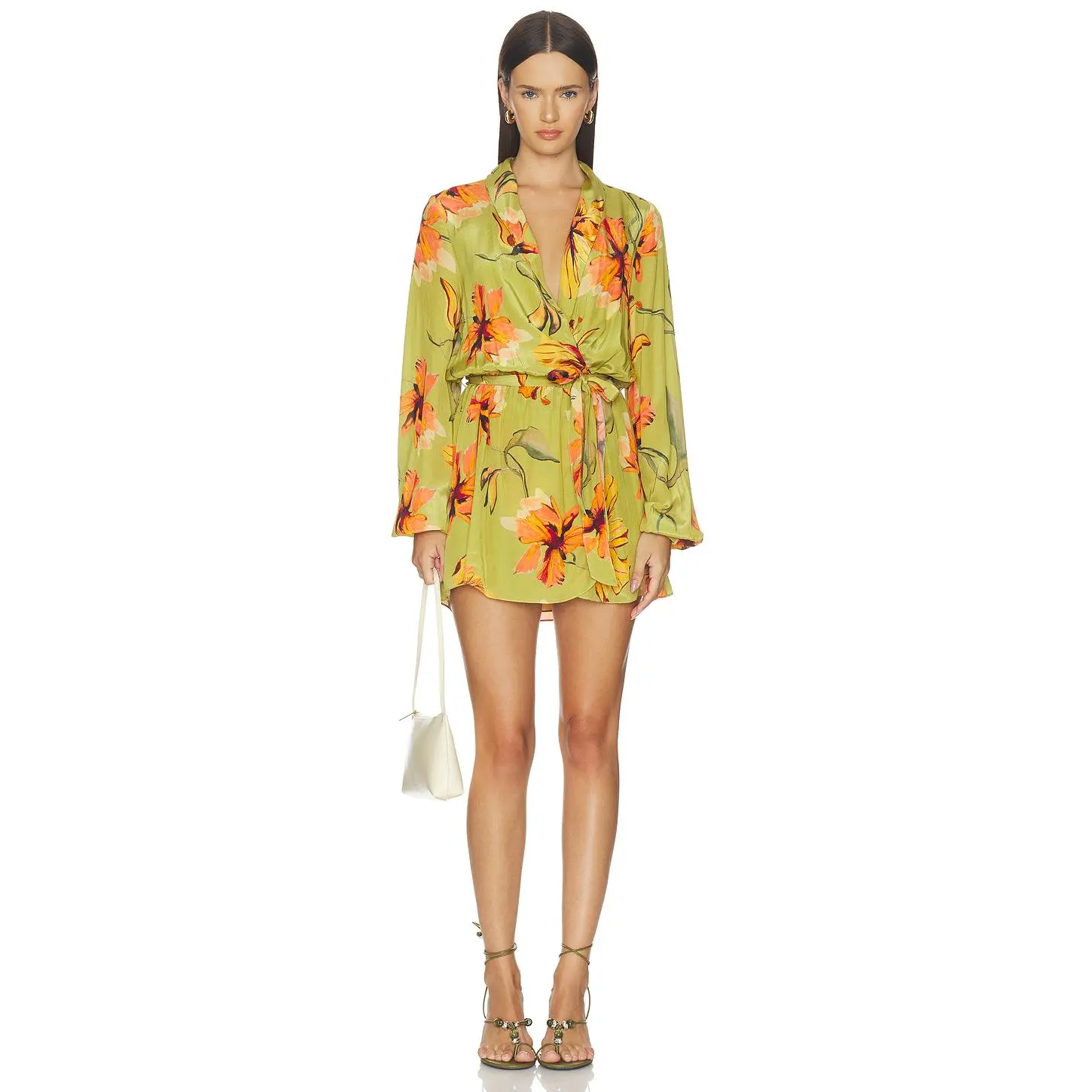 ROCOCO SAND Mini Dress With Detachable Belt in Olive