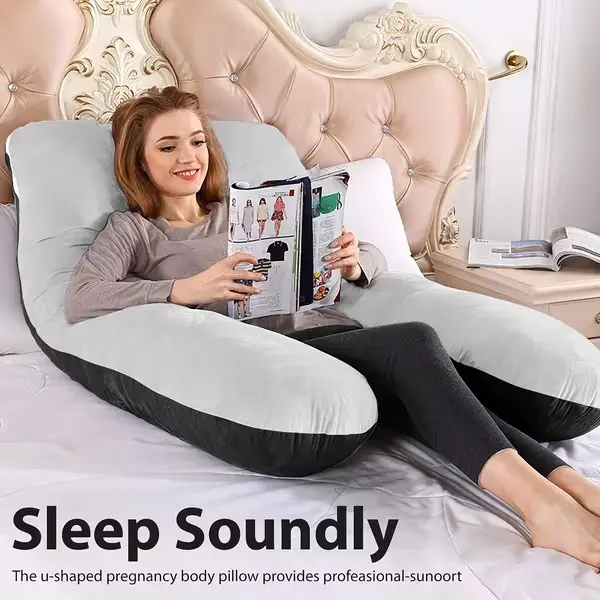 Pregnancy Cooling Velvet Body Pillow, 43.31in 1950G Ergonomic Support, Skin-Friendly Sweat-Free Fabric, Washable Cover, Full Body Support for Pregnant Women